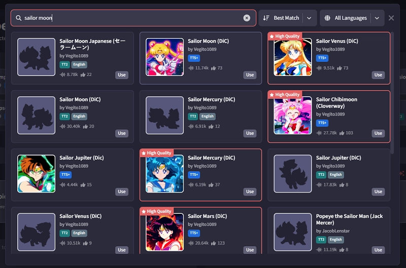 FakeYou Sailor Moon AI Voices Generator