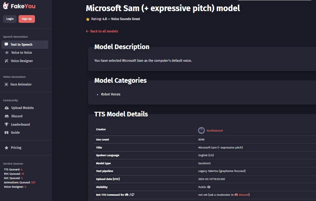 FakeYou Sam Voice Generator