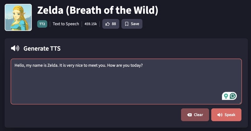 FakeYou Zelda AI Voice Generator