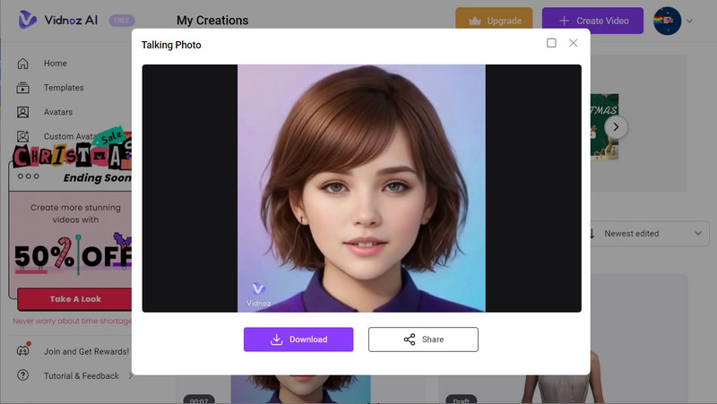 Find the Animated Face on Vidnoz AI