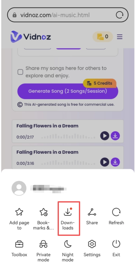 Find the Music Downloaded from Vidnoz on Android - 2
