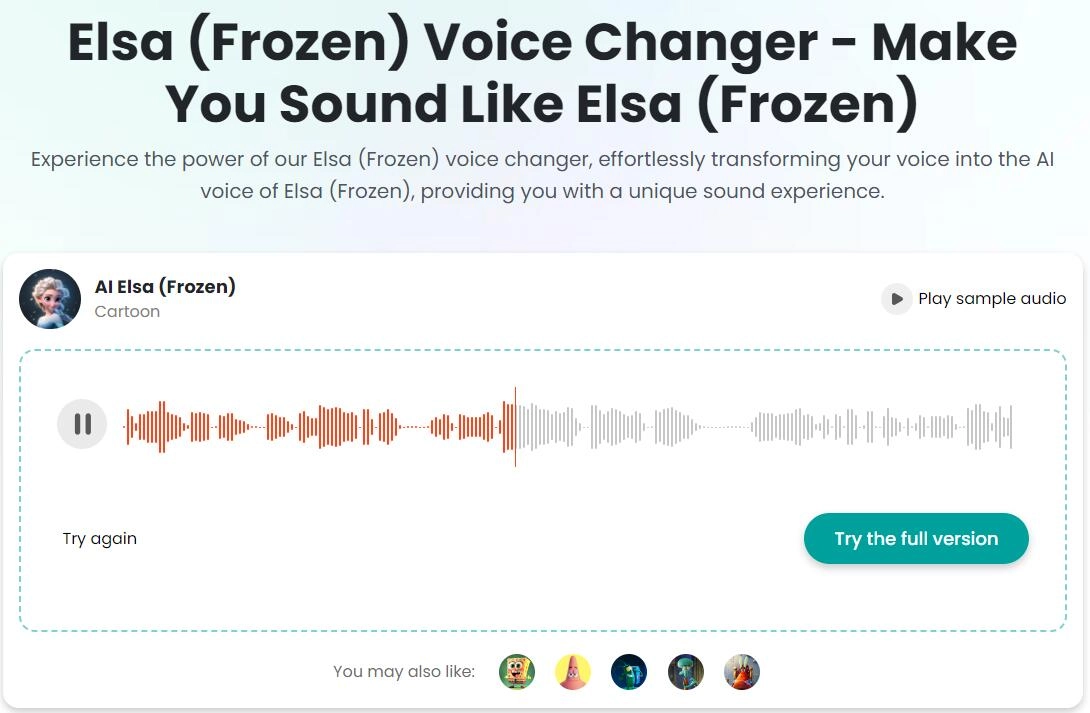 Fineshare Upload Audio to Make Queen Elsa Voice