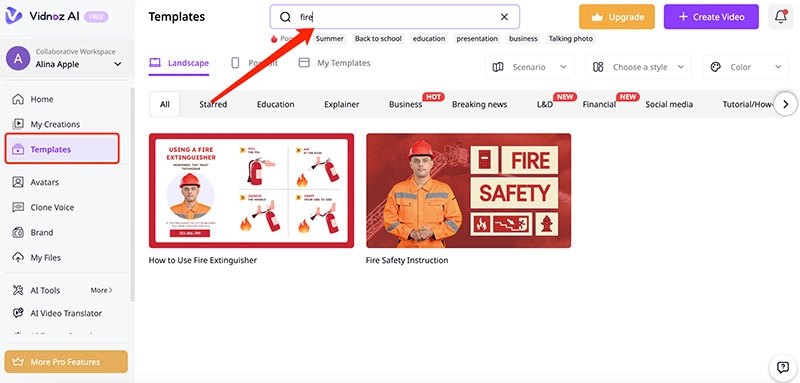 Fire Safety Video Choose Template