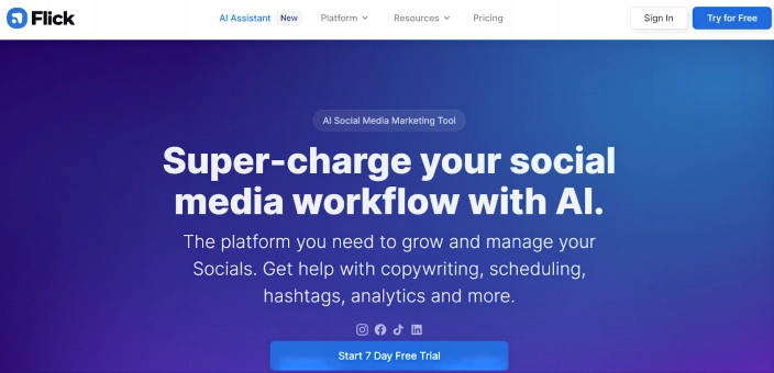 Flick AI Tool for Social Media Marketing