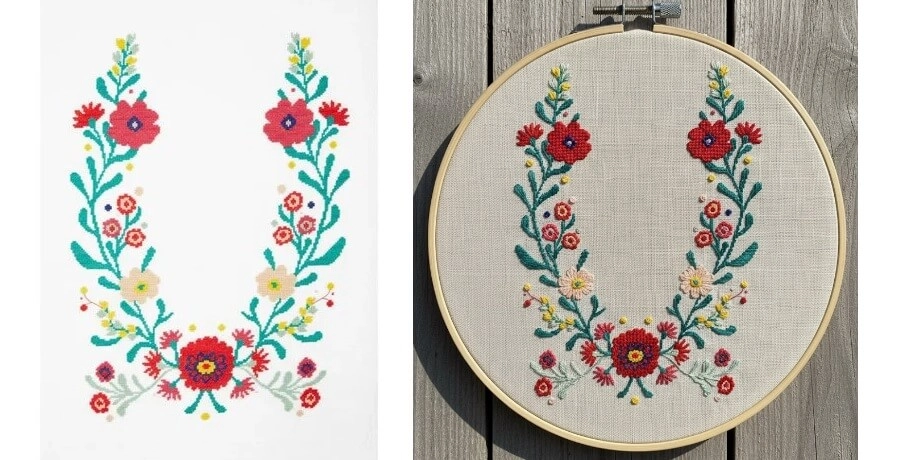 Flower Frame Embroidery Art