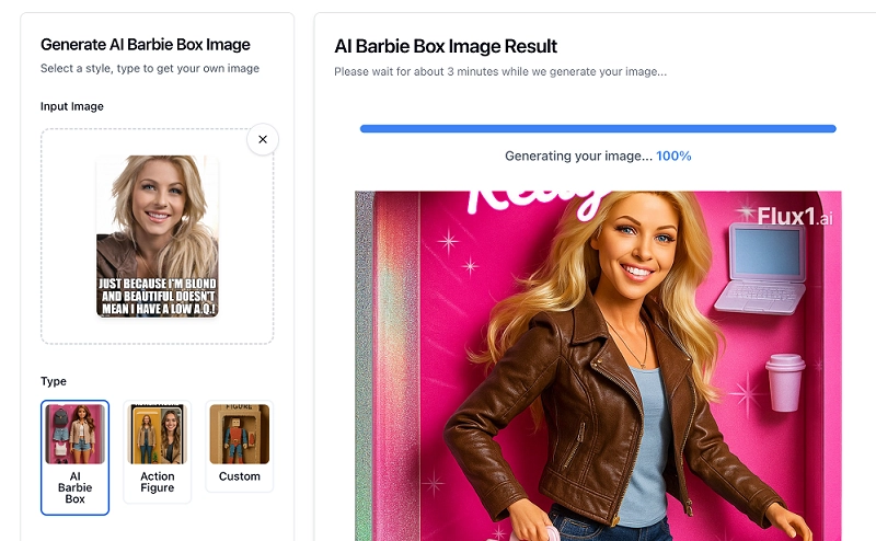 Flux AI Barbie Box Generator