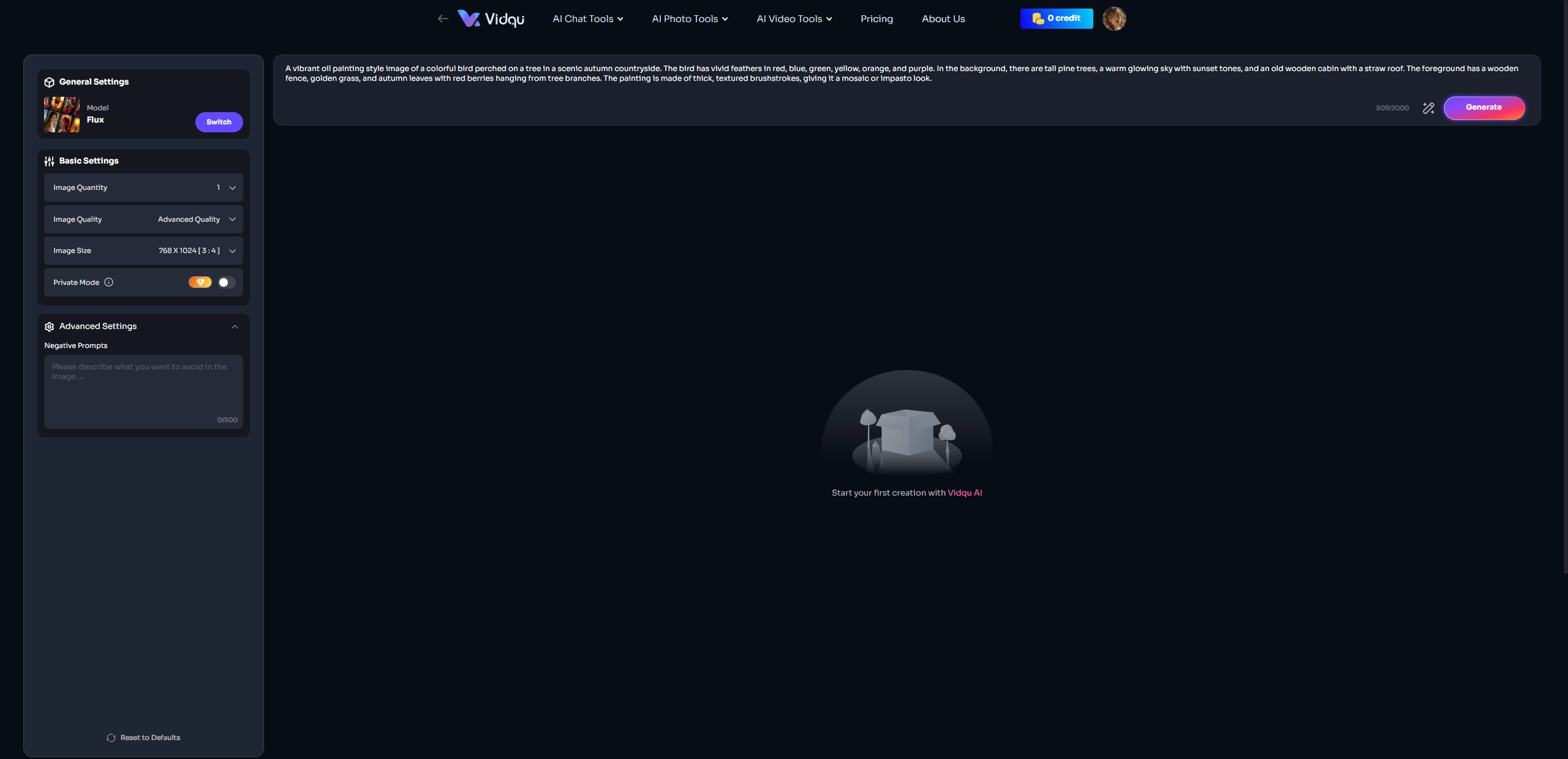 Flux AI Image Generator Vidqu