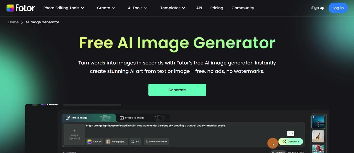 Fotor’s AI Image Generator for AI Pet to Human