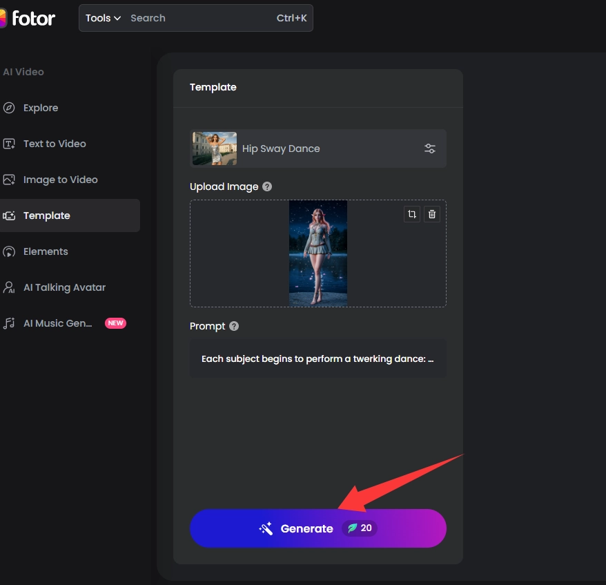 Fotor AI Sway Dance Video Generator