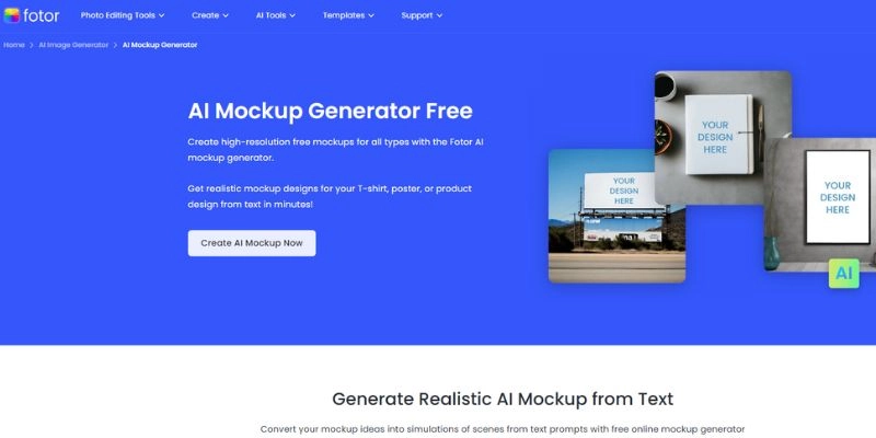 Fotor Create AI Mockup from Text