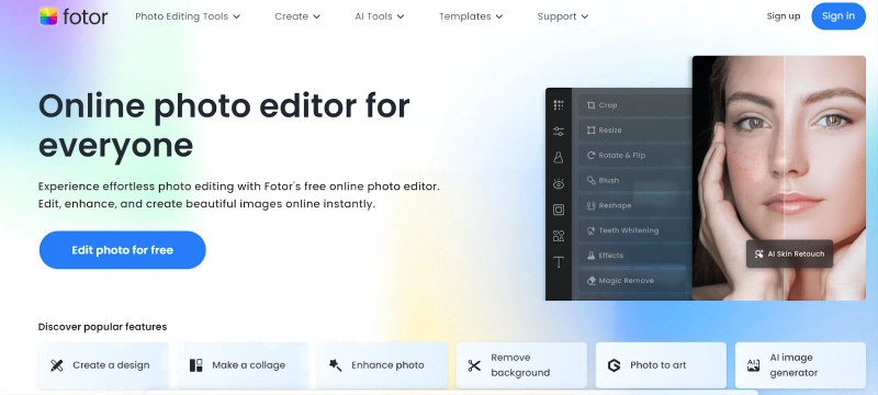 Fotor Online AI Photo Editor for Facebook Post
