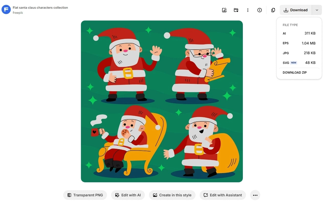 Free Download Freepik Santa Christmas Cartoon