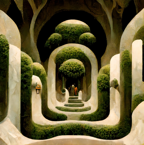 Futuristic Escher-Like Labyrinth