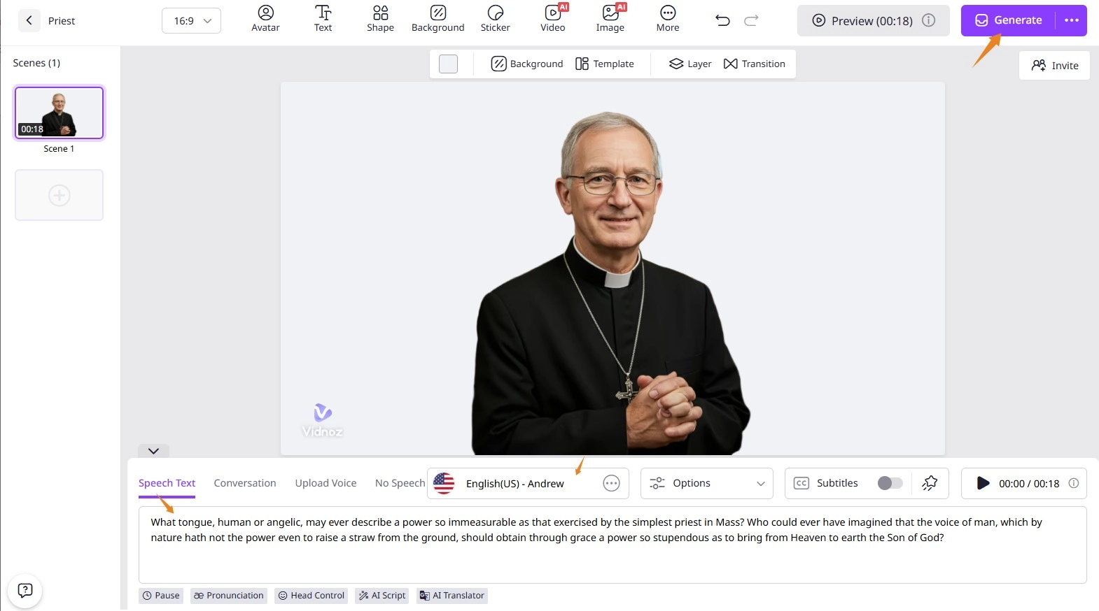 Generate a Talking AI Priest Avatar from Photo