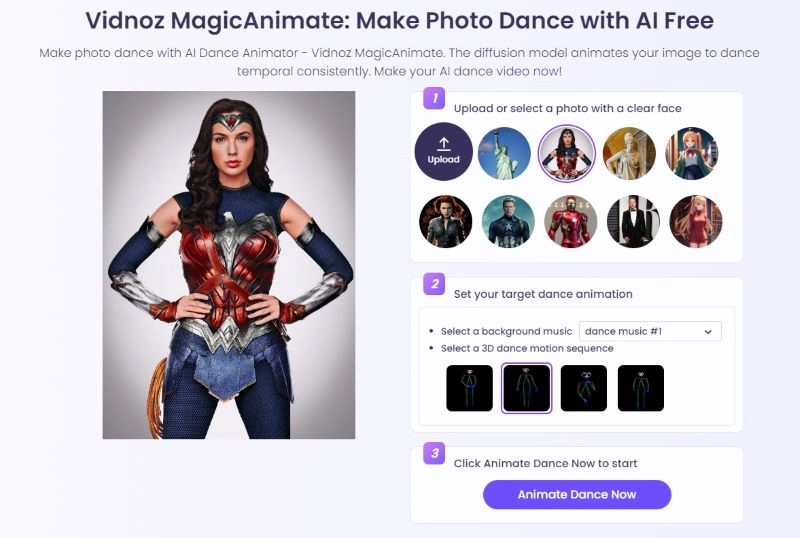 Generate AI Dance Video with Vidnoz MagicAnimate