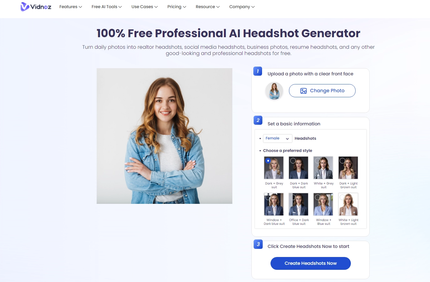 Generate AI Headshot Photo Online Free