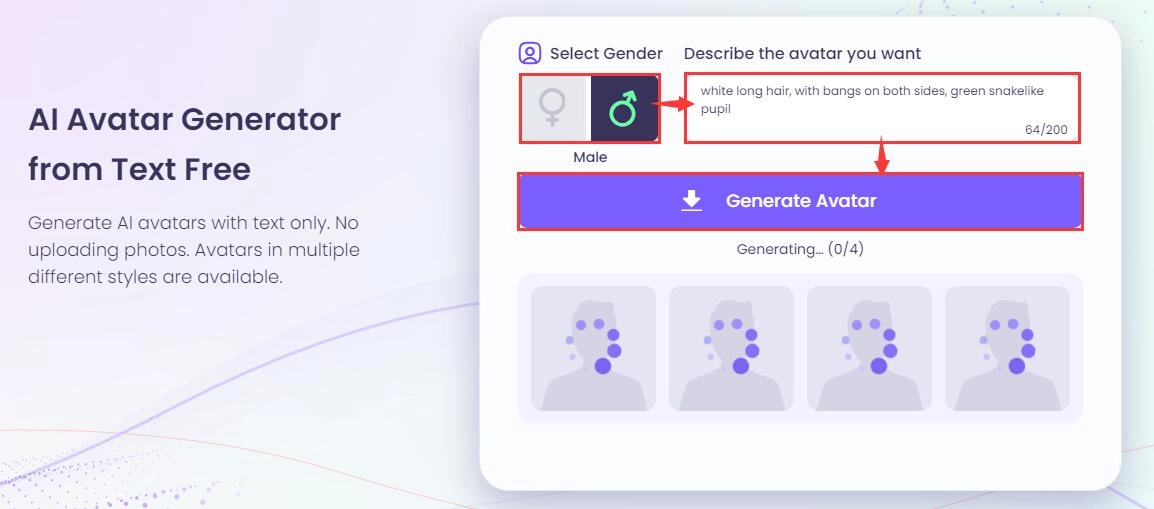 Generate Avatar AI with Text