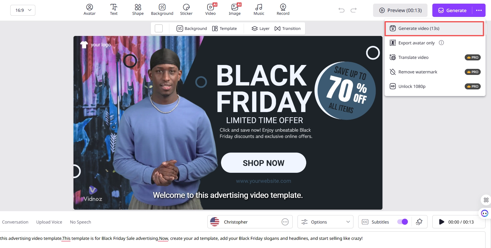 Generate Black Friday Video