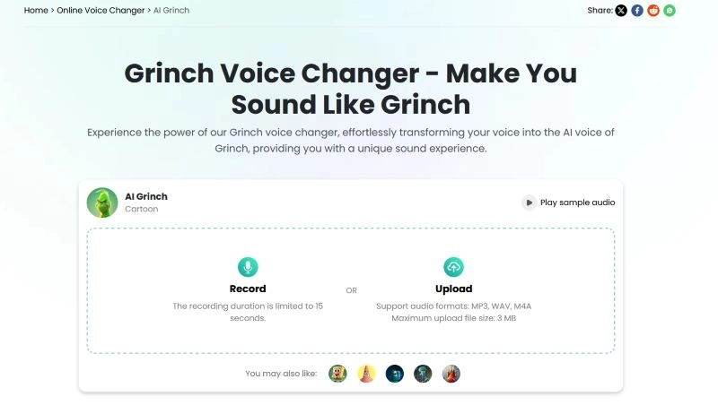 Generate Grinch Voice with Grinch Voice Changer Fineshare