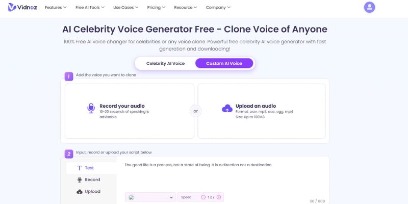 Generate Lisa’s Deepfake Voice with Ease Vidnoz Voice Changer