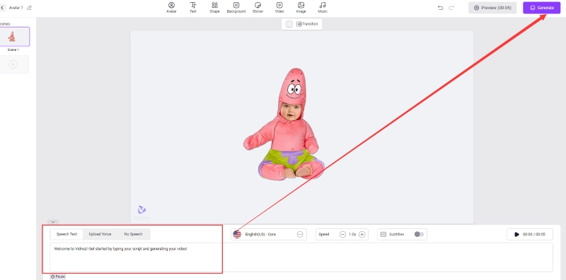 Generate Patrick Star AI Video