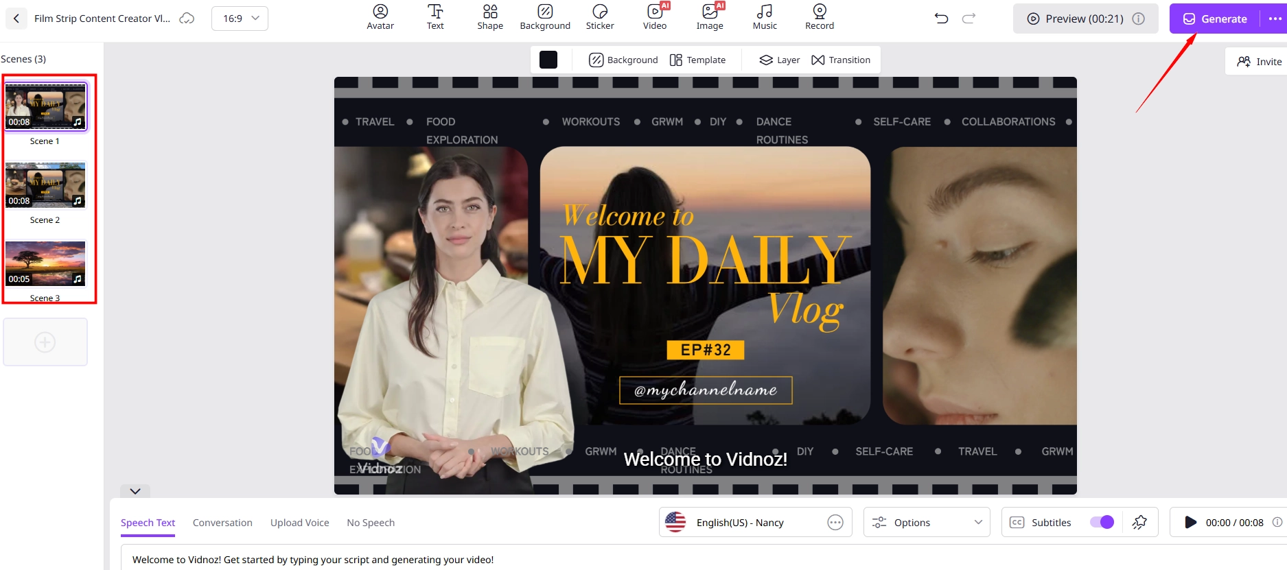 Generate Photo Stitching Slideshow Video with AI