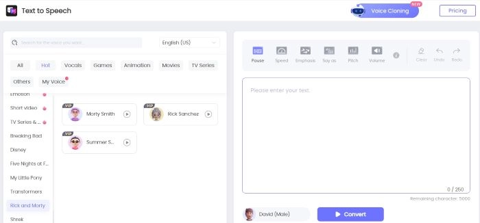 Generate Rick and Morty Voice with TopMediai