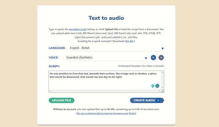 Generate Robot Voices on Narakeet