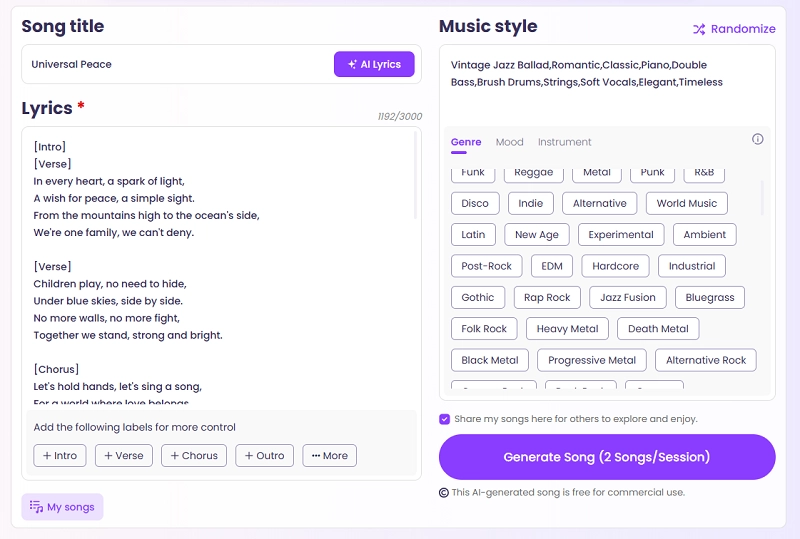 Generate Song with AI-Step 2