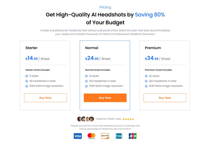 Get AI Vidnoz Headshot Generator on Feature Page