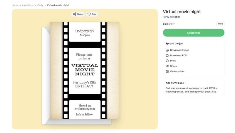 Graphic Movie Night Invitation - Greetings Island