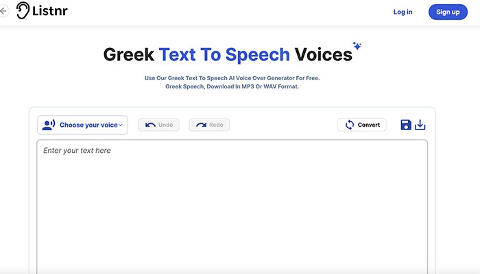 Greek Text to Speech Listnr
