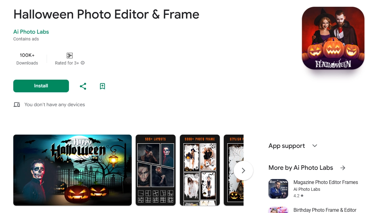 Halloween Photo Editor App Frames