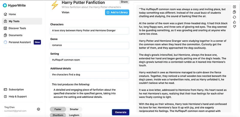 Harry Potter Fanfiction Generator AI