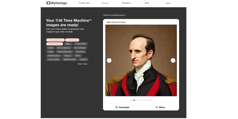 Historical AI MyHeritage Result