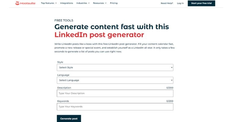 Hootsuite LinkedIn Post Generator