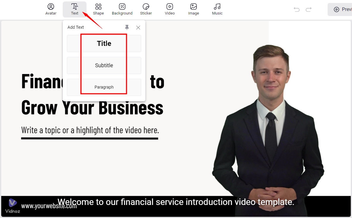 How to Add Text to YouTube Videos with Vidnoz AI