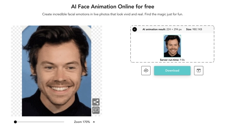 How to Animate a Face from Photo Online with Nero AI