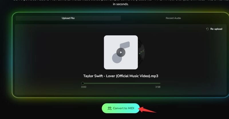 How to Convert Audio to MIDI with MusicCreator AI - Step 2