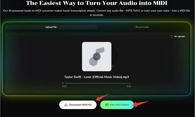 How to Convert Audio to MIDI with MusicCreator AI - Step 3