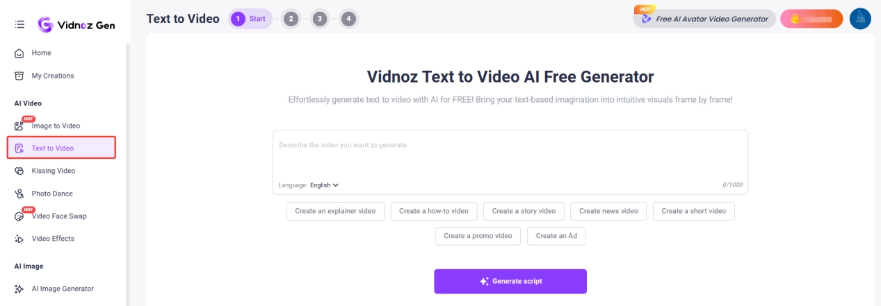 How to Create Video from Text on Vidnoz - 2