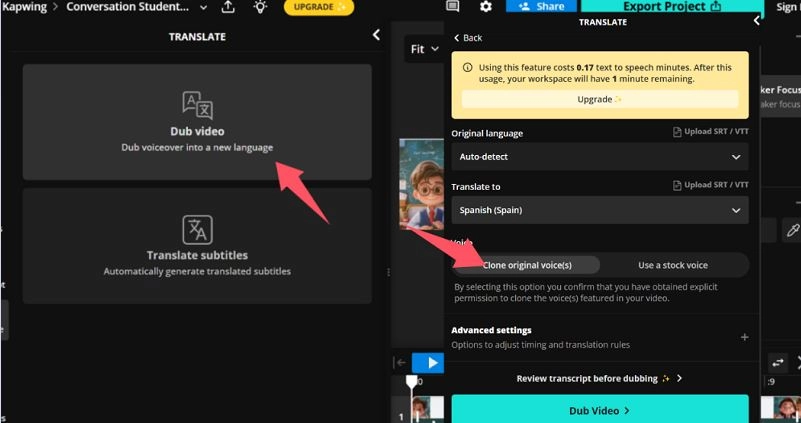 How to Dub YouTube Videos Using Kapwing - Step 3