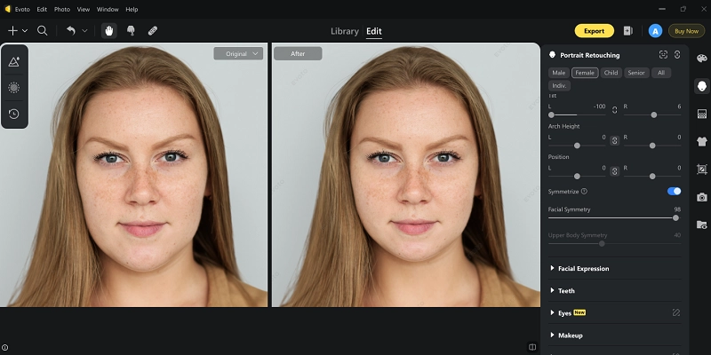 How to Fix Face Asymmetry on Evoto