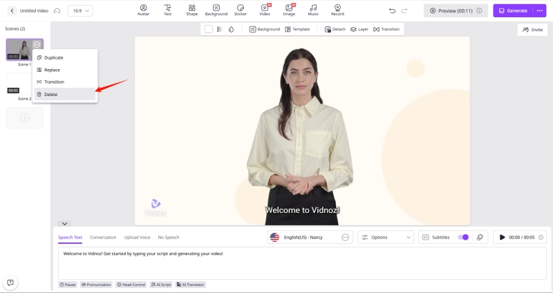 How to Make a Picture-in-Picture Video with Vidnoz - Delete