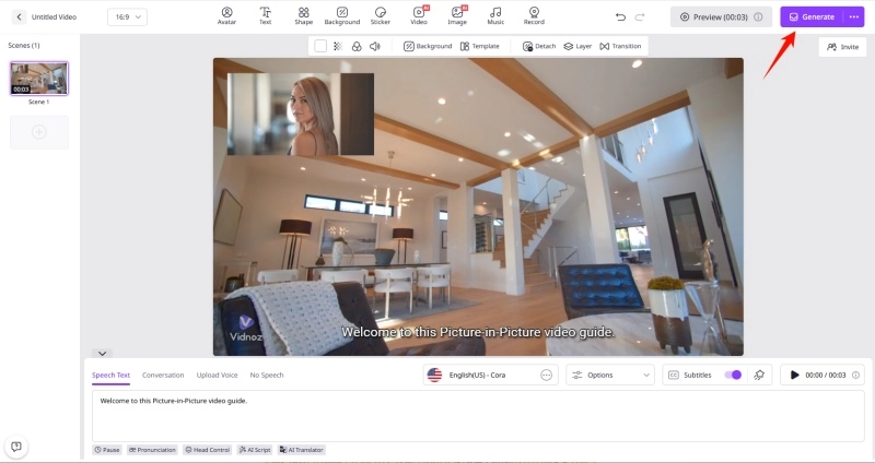 How to Make a Picture-in-Picture Video with Vidnoz - Generate