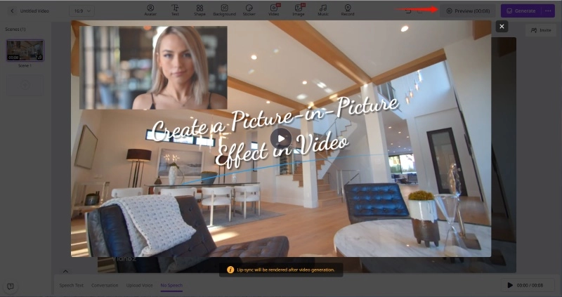 How to Make a Picture-in-Picture Video with Vidnoz - Preview