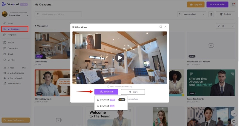 How to Make a Picture-in-Picture Video with Vidnoz - Result
