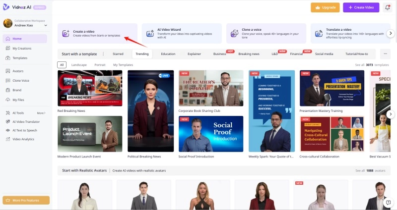 How to Make a Picture-in-Picture Video with Vidnoz - Start