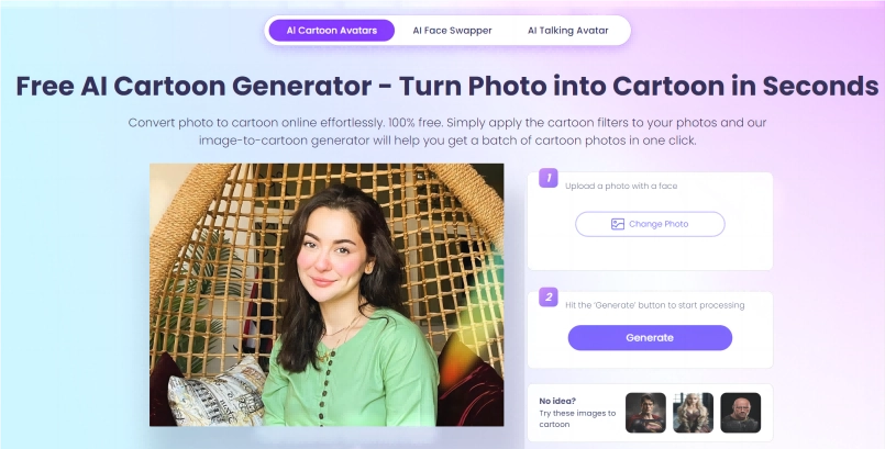 How to Make Cartton Face Vidnoz Upload Photo