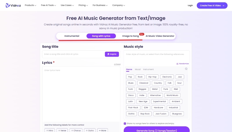 How to Make Music with Vidnoz AI Music Generator